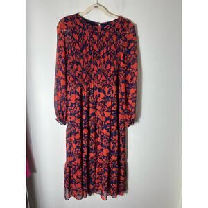 Julia Jordan Orange and Navy Midi Dress Sz 8